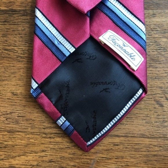 Faconnable Striped Pink & Blue Tie - Picture 8 of 8